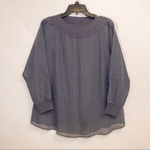 Soft Surroundings Dianthus Chiffon Long Sleeve Gray Tunic Size S